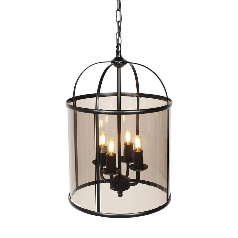 Klassieke hanglamp Pimpernel zwart 4-lichts