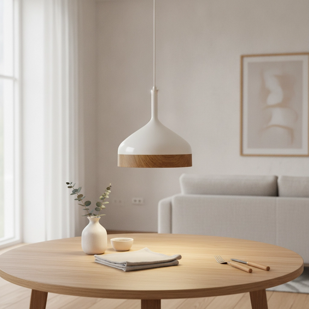 Ø 45cm hanglamp Moondrop 30cm wit met houtbruin
