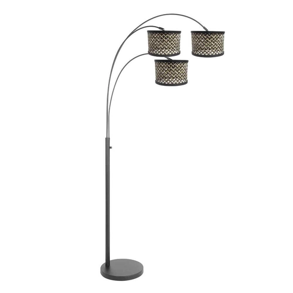 Vloerlamp Sparkled Light zwart met bamboe kappen