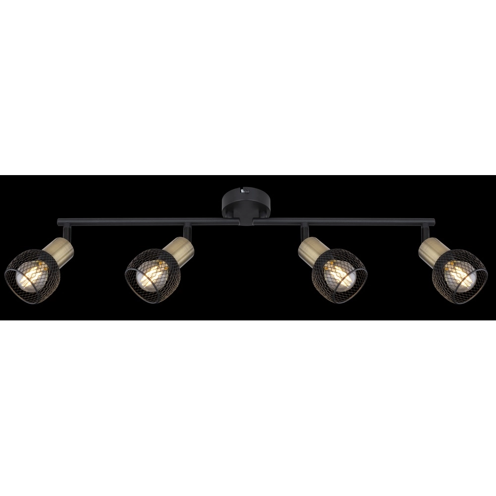 Plafondlamp Fiastra 4-lichts zwart met gaas Globo 9007371418121