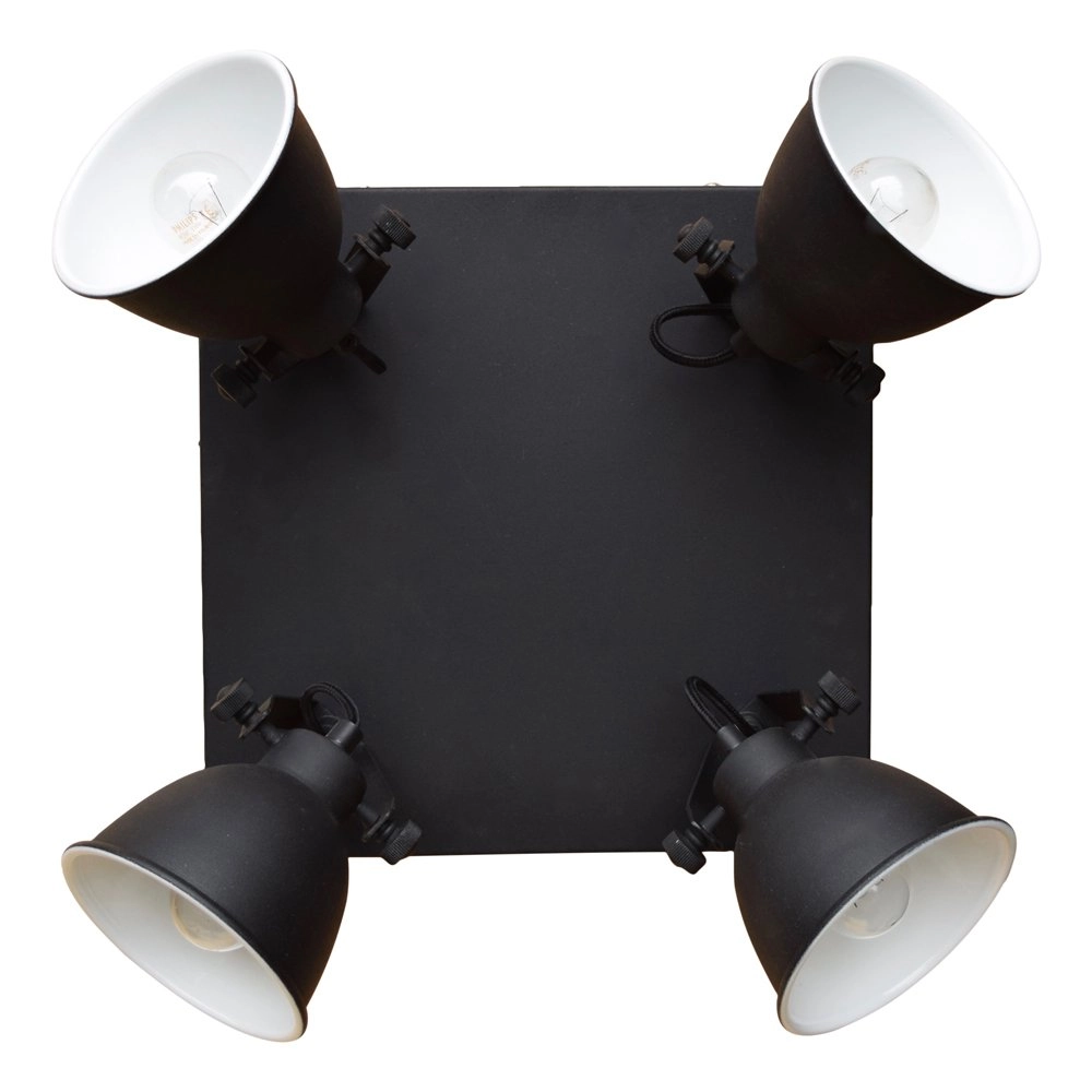 Plafondspot Industrial 4-lichts vintage zwart