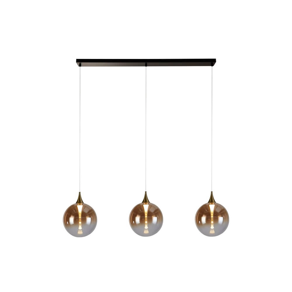 3-lichts hanglamp Alchemy amber glas