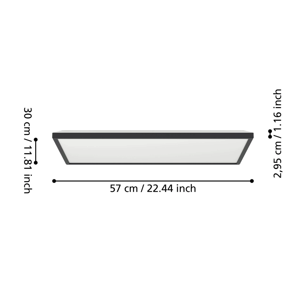 Badkamer plafondlamp Rovito vierkant - zwart - 57x30cm Eglo 9008606329908