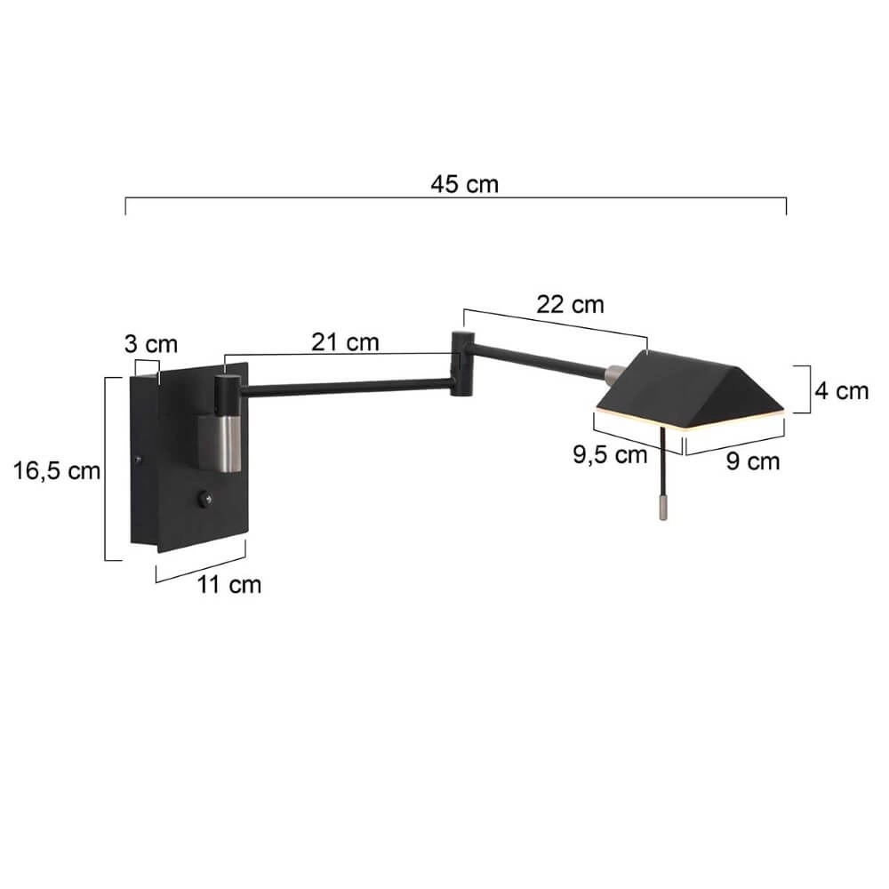 Zwarte wand leeslamp Retina Steinhauer 8712746166040