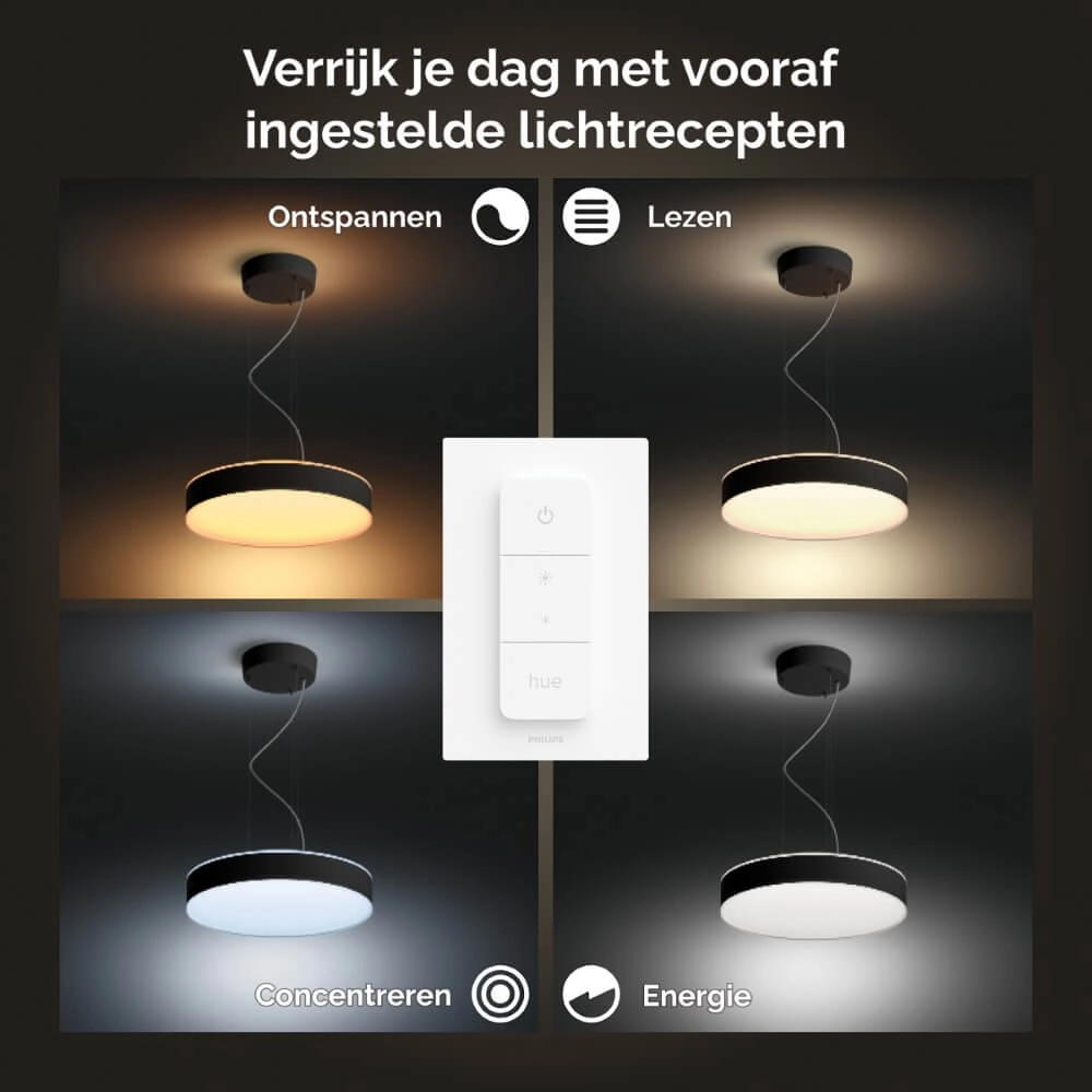 Hanglamp Hue Enrave - White Ambiance Ø 42,5cm zwart Philips 8718696176580