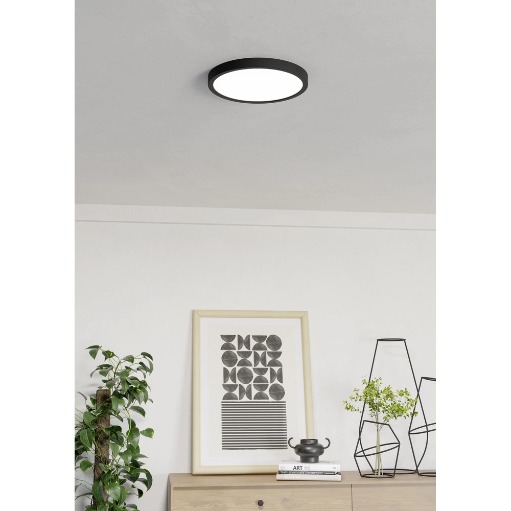 Plafonnière IP44 Fueva 6-Z rond - zwart - Ø 27,8cm Eglo 9008606330492