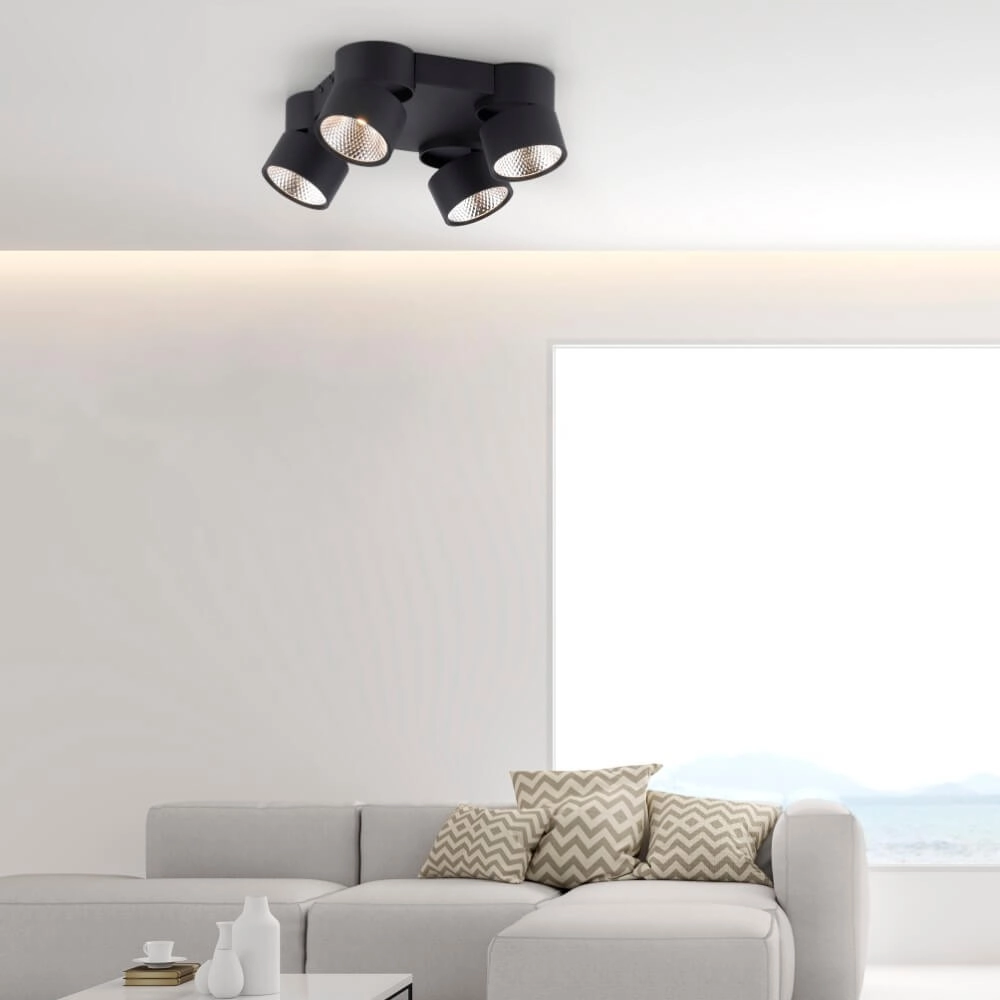 Plafondlamp Pure Nola 4-lichts zwart Paul Neuhaus 4012248372012