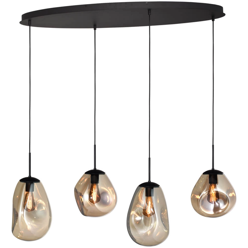Hanglamp Lava Oval 4x goud glas