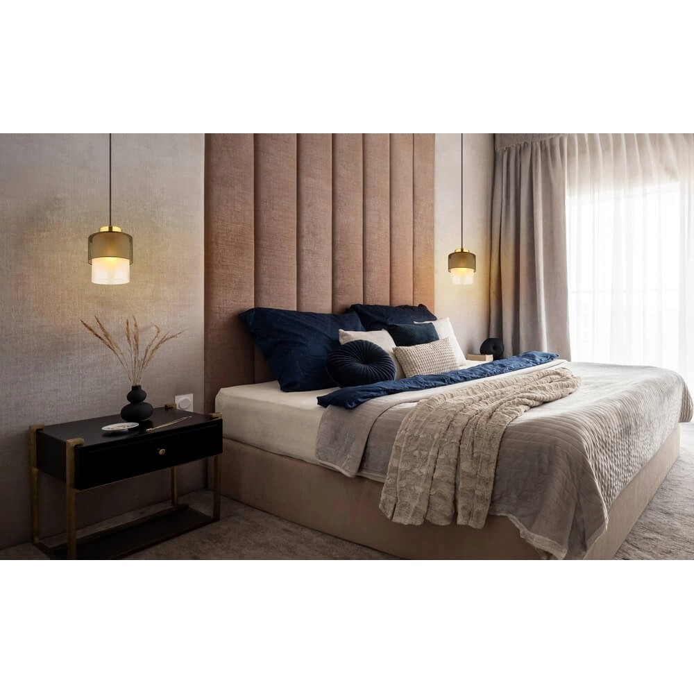Hanglamp Olga 1-lichts zwart met gaas Globo 9007371452484