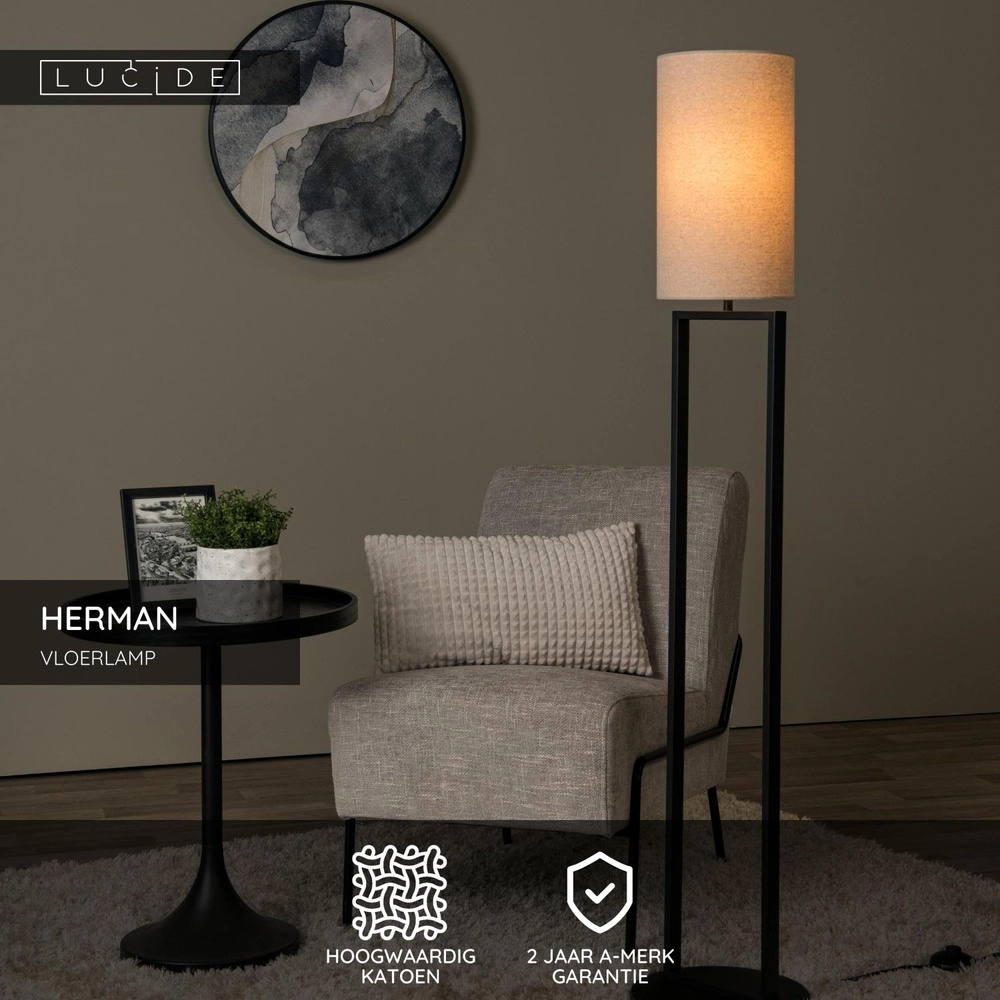Vloerlamp Herman zand bruin Lucide 5411212303417