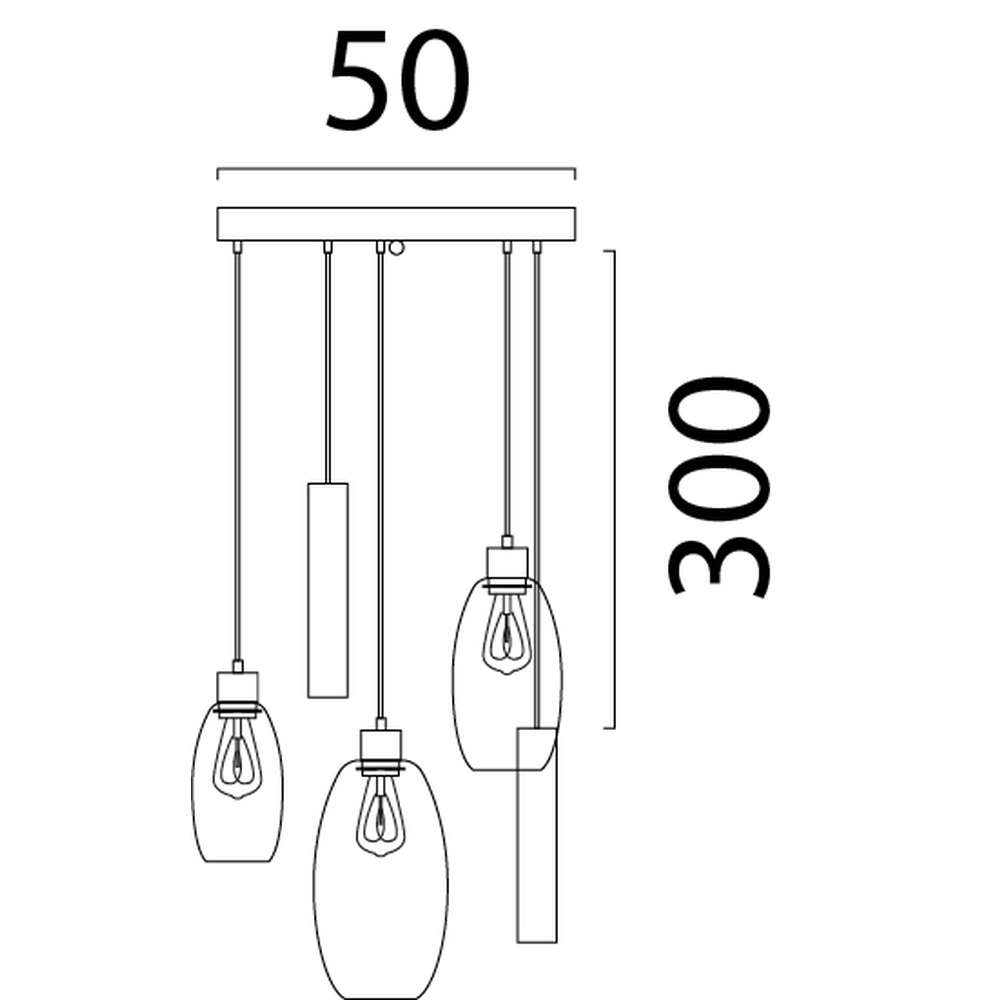 Vide hanglamp Olive 3x glas - 2x Run - zand - Ø50cm Masterlight 8718121394244