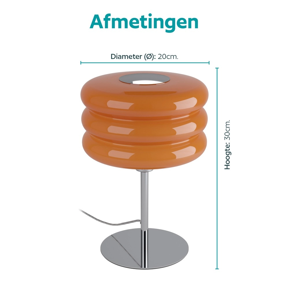 Design tafellamp Tortora chroom met oranje Ø 20cm Eglo 9008606405602