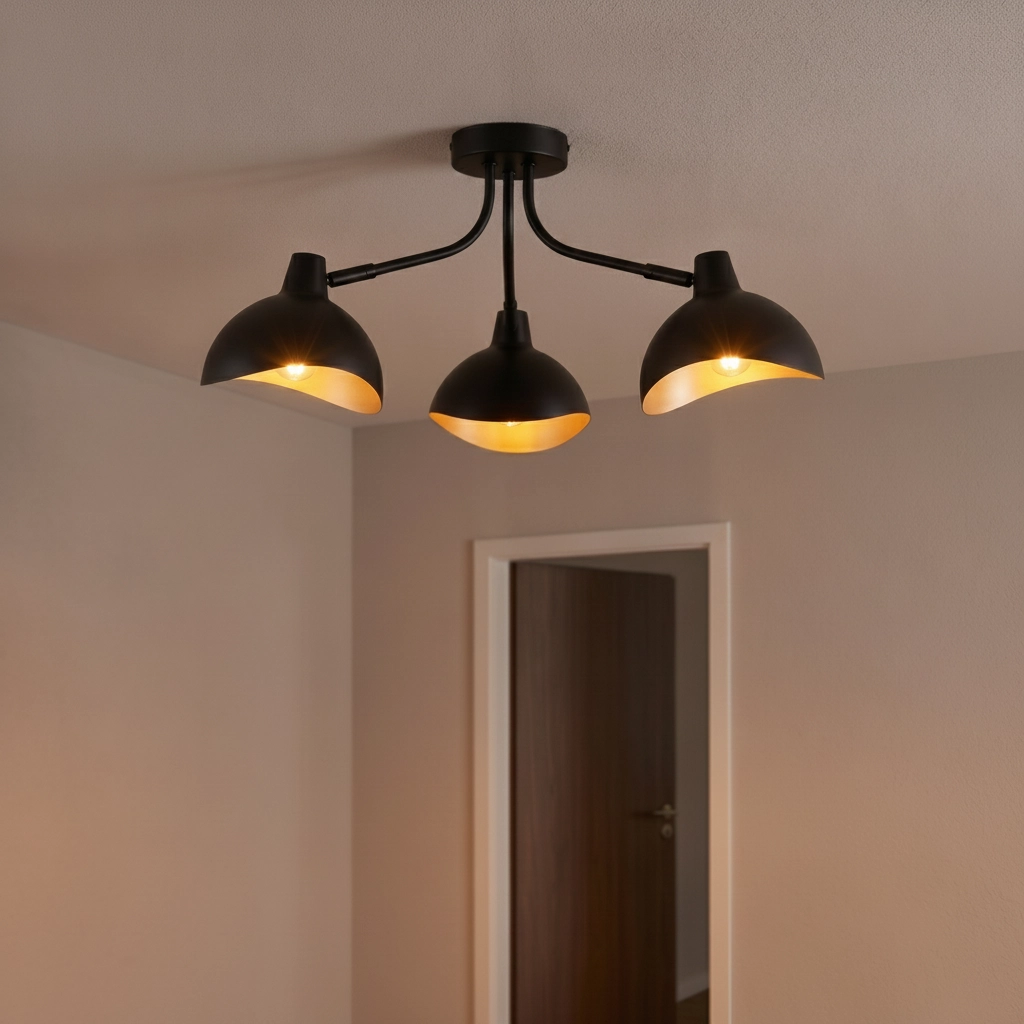 Plafondlamp Geti M zwart met gouden binnenkant