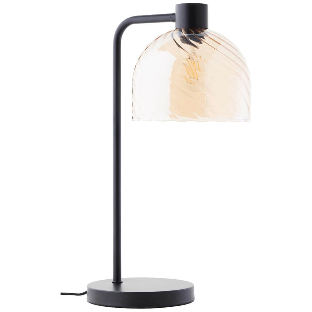 Tafellamp Casto zwart met amber glas Brilliant 4004353446832
