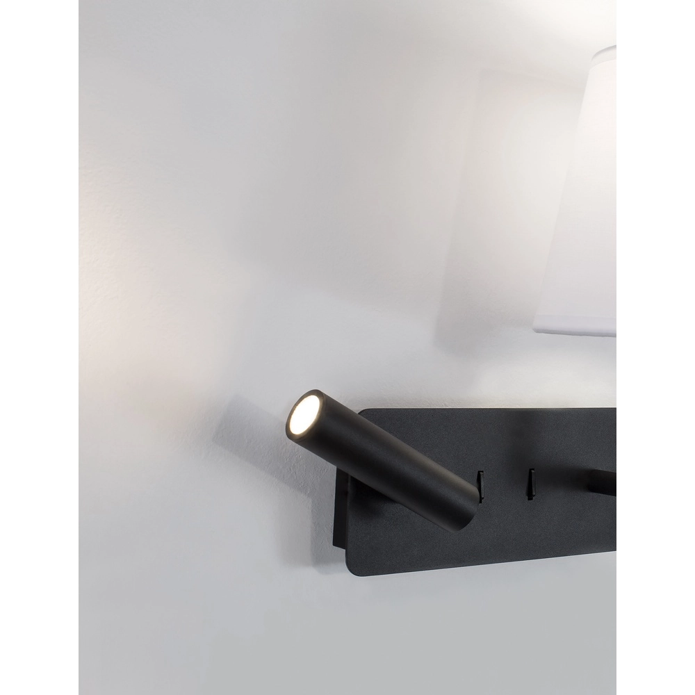 Wandlamp Savona zwart met witte kap Lyora 5212017430175