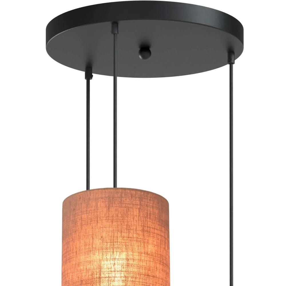 5-lichts hanglamp Lisbourg zwart met tan beige kap Masterlight