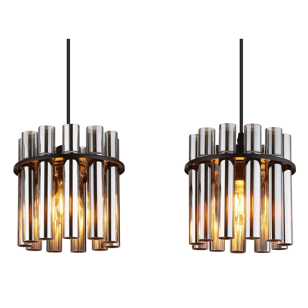 3-lichts hanglamp Gorley II zwart met glas staafjes Globo 9007371589111