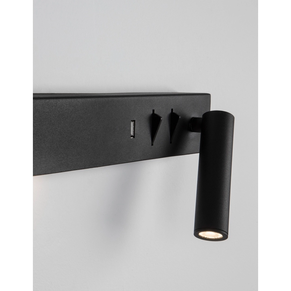 Bedlampje Vida rechts zwart met usb Lyora 5212017427854