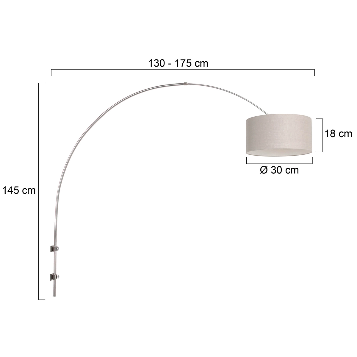 Wand Booglamp Sparkled RVS met kap taupe Steinhauer 8712746146134
