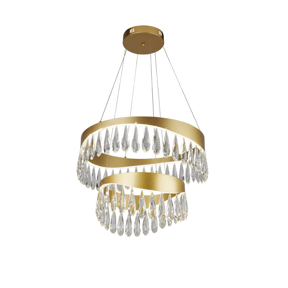 Hanglamp Jewel 2-rings goud met kristal