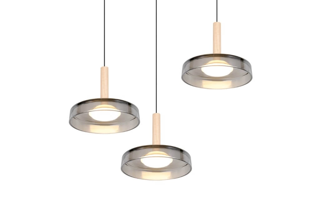 3-lichts led hanglamp Celeste smoke glas Trio 4017807616897