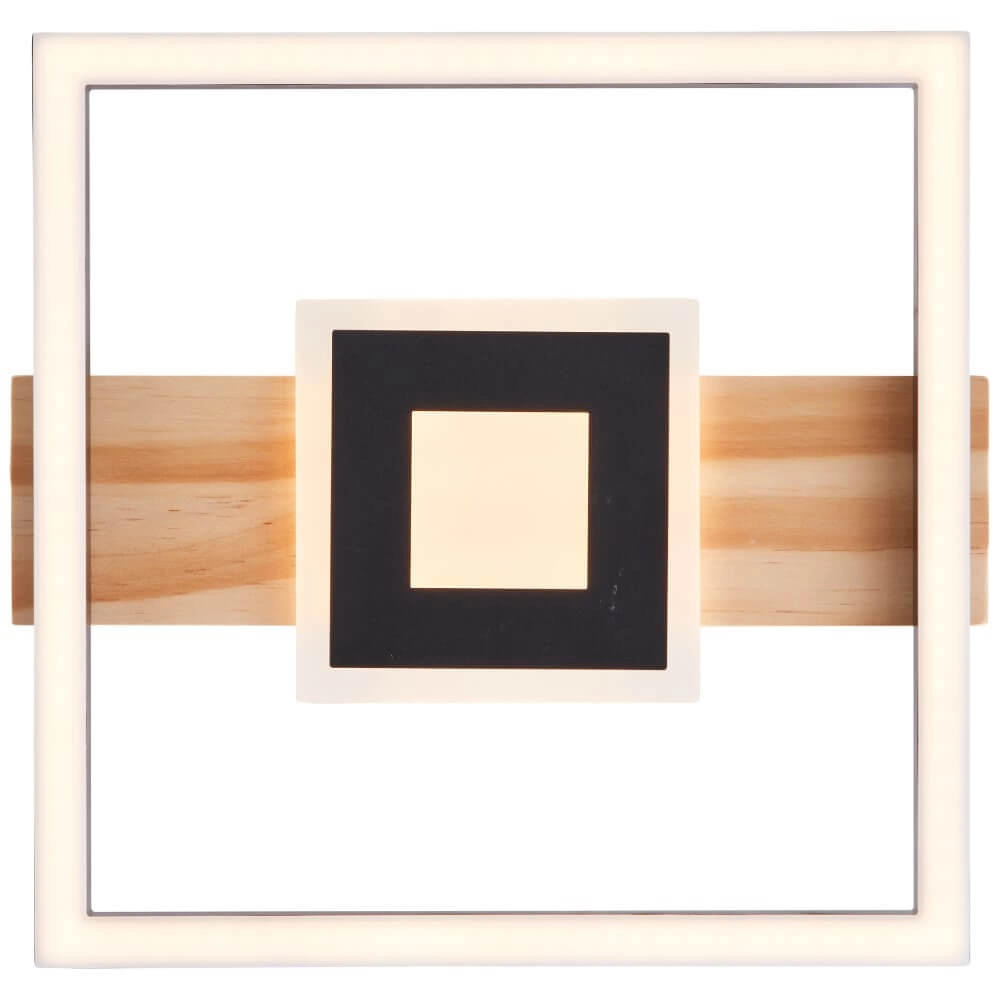 Plafondlamp Baldo vierkant zwart met hout Brilliant 4004353420030