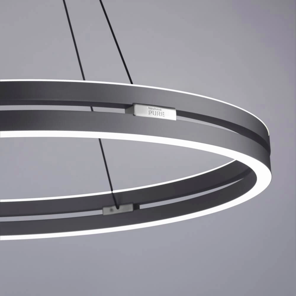 Strakke hanglamp Pure E-Loop grijs Ø 70cm Paul Neuhaus 4012248372289