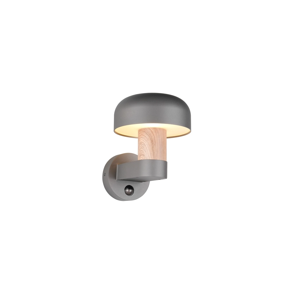 Wandlamp Fraser grijs met hout en sensor