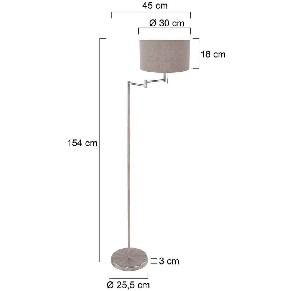 Vloerlamp Bella metaal met grijze kap Steinhauer 8712746174533