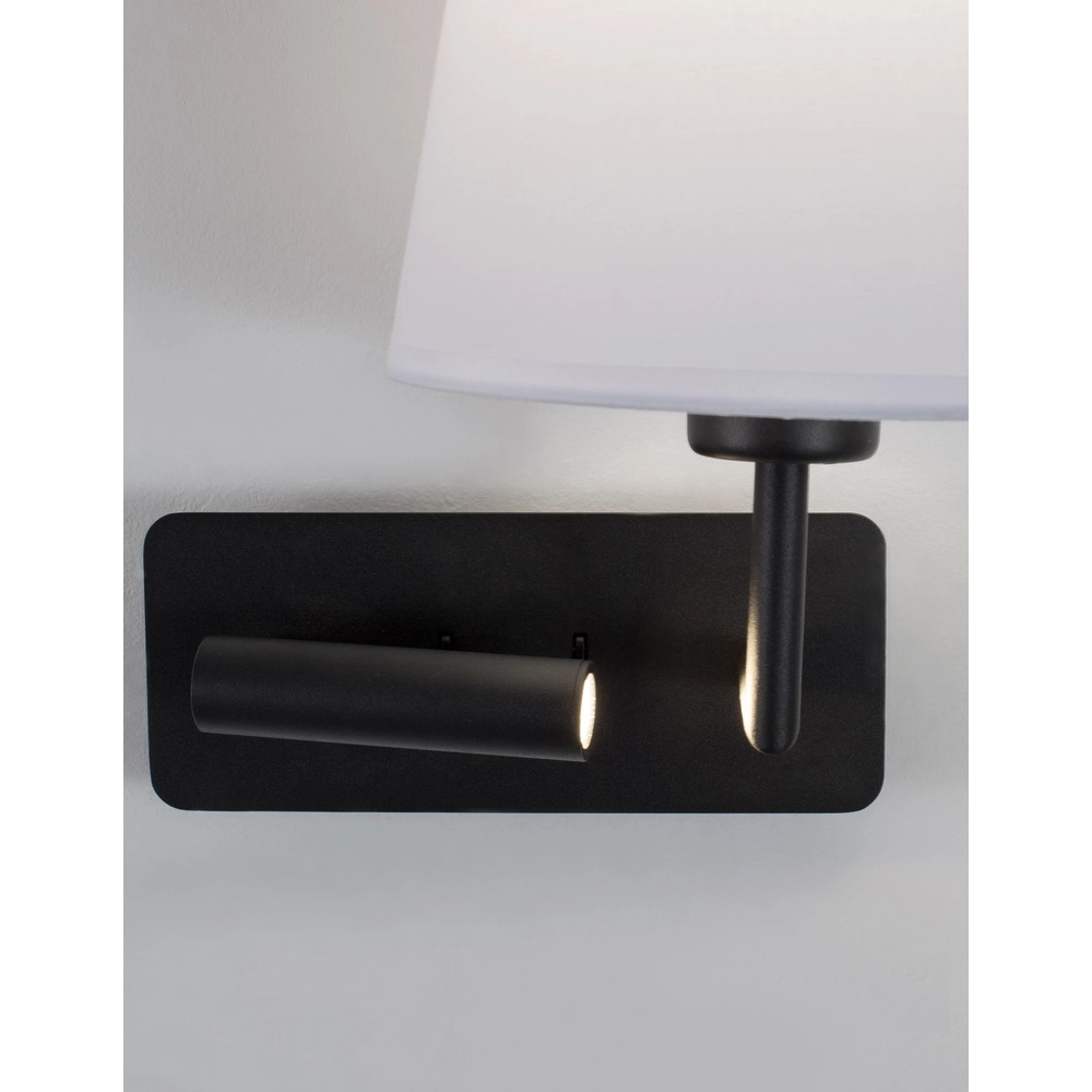 Wandlamp Savona zwart met witte kap Lyora 5212017430175