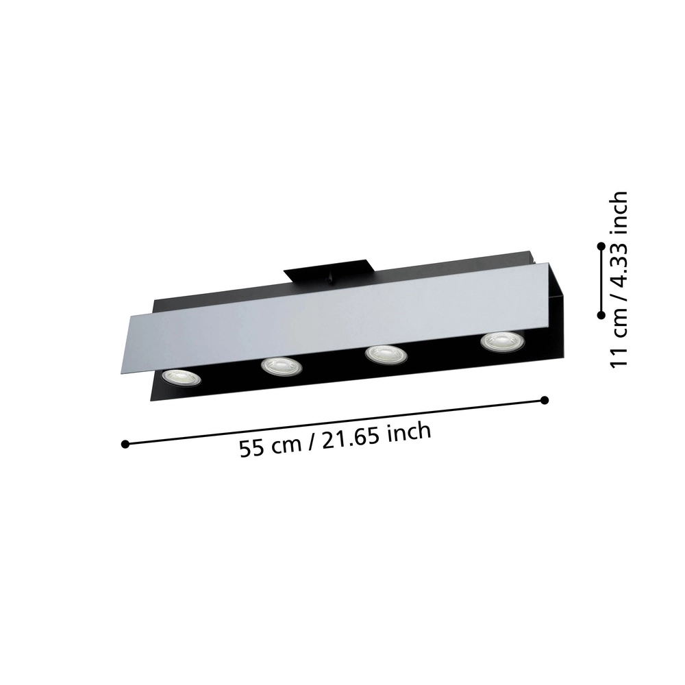 Plafondlamp Viserba 4-lichts wit en zwart Eglo 9002759973971