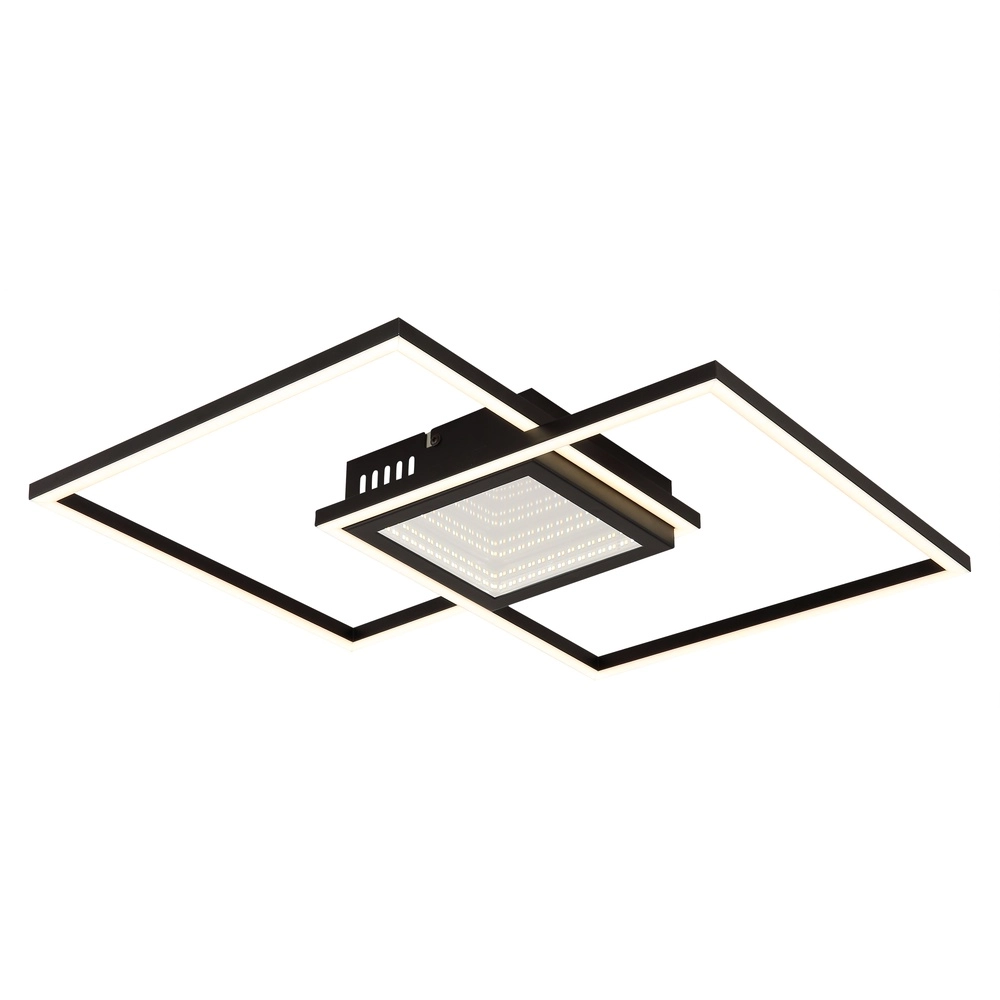 Moderne plafondlamp Saunders zwart vierkant