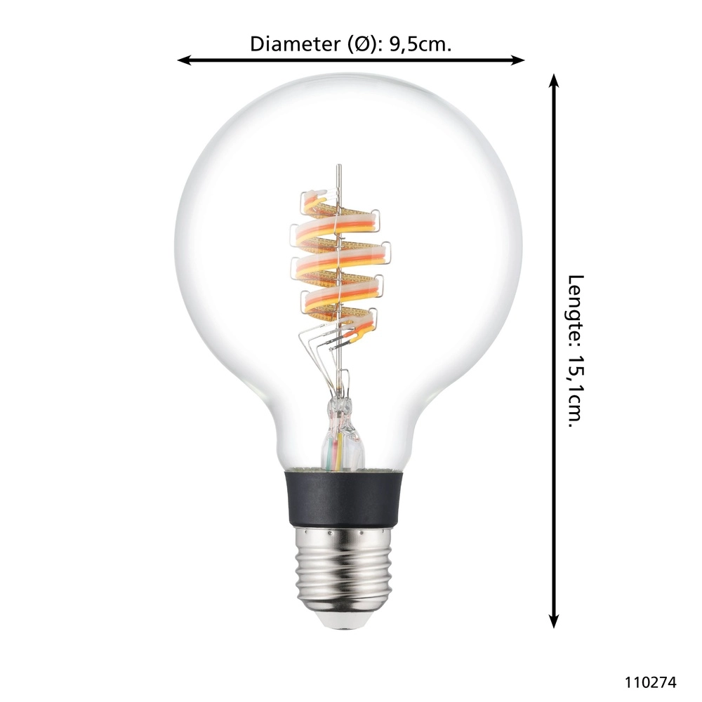 Led lampenbol Zigbee E27 4,9W - 400lm - 3000K - G95 Eglo 9008606305926