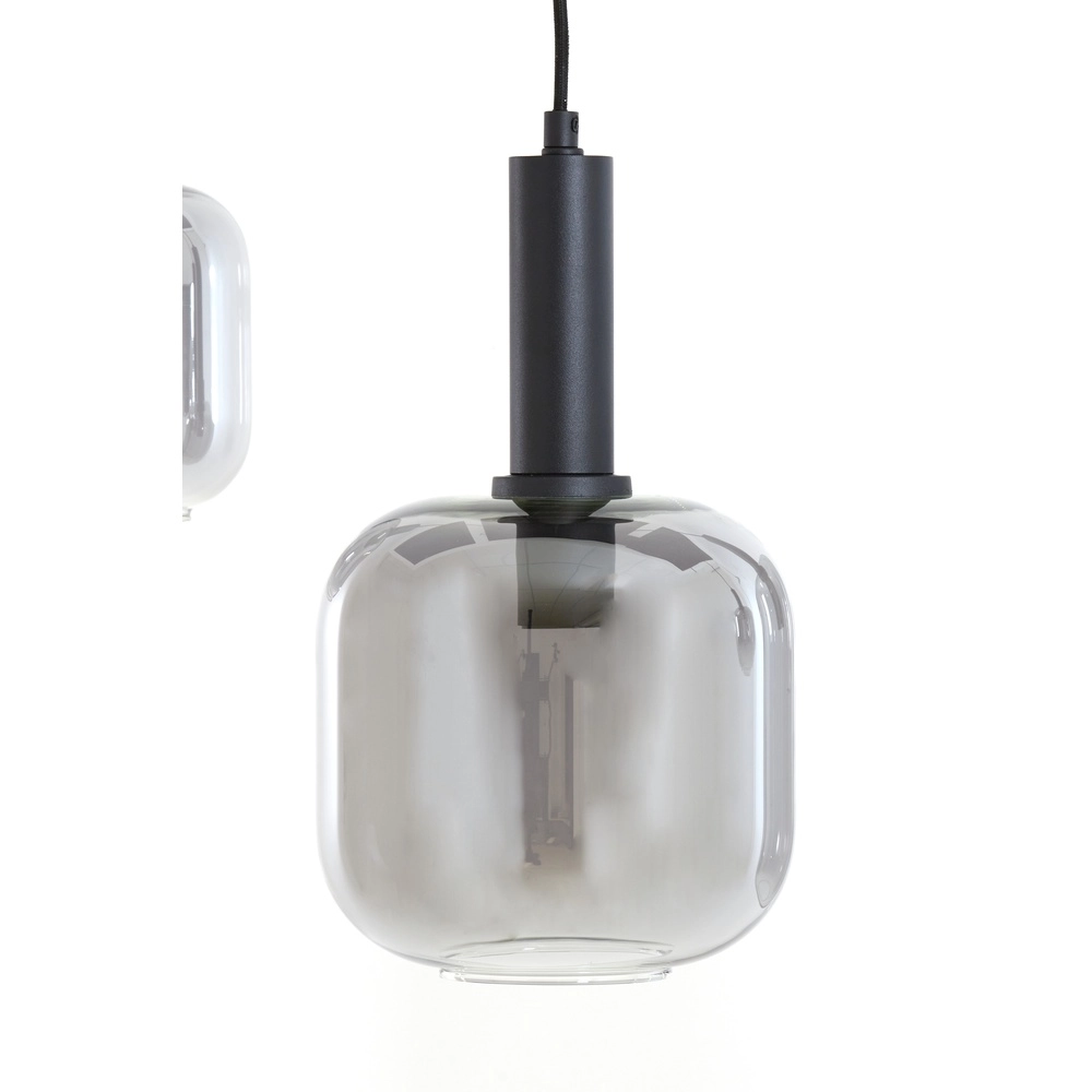 Eettafel hanglamp Lekar 5x E27 - zwart met smoke glas Light & Living 8717807638351