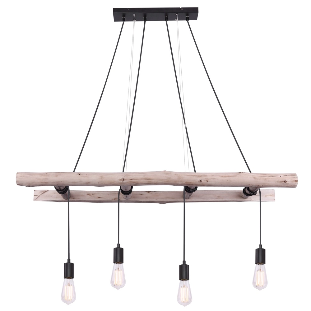4-lichts hanglamp Irmgard hout 190cm Globo 9007371398577