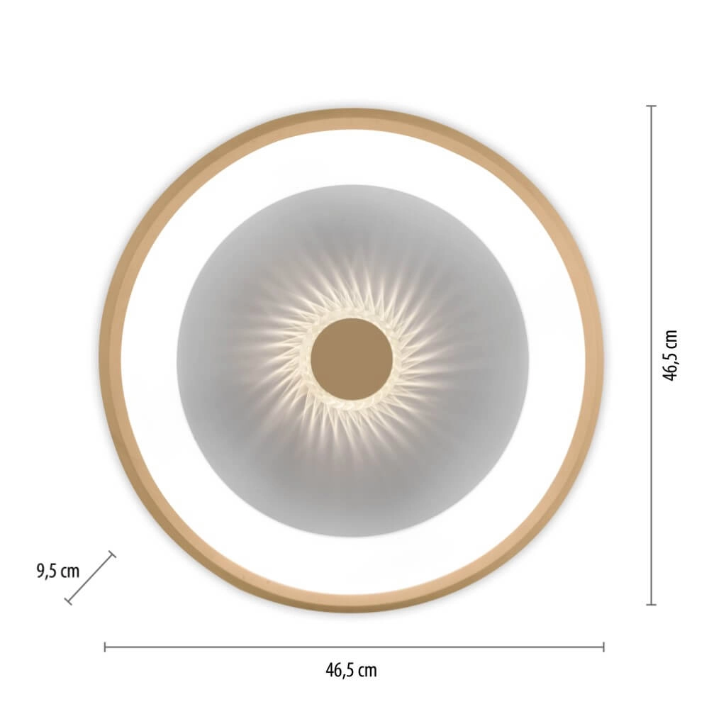 Ronde plafondlamp Vertigo messing Ø 46,5cm Just Light 4043689994716