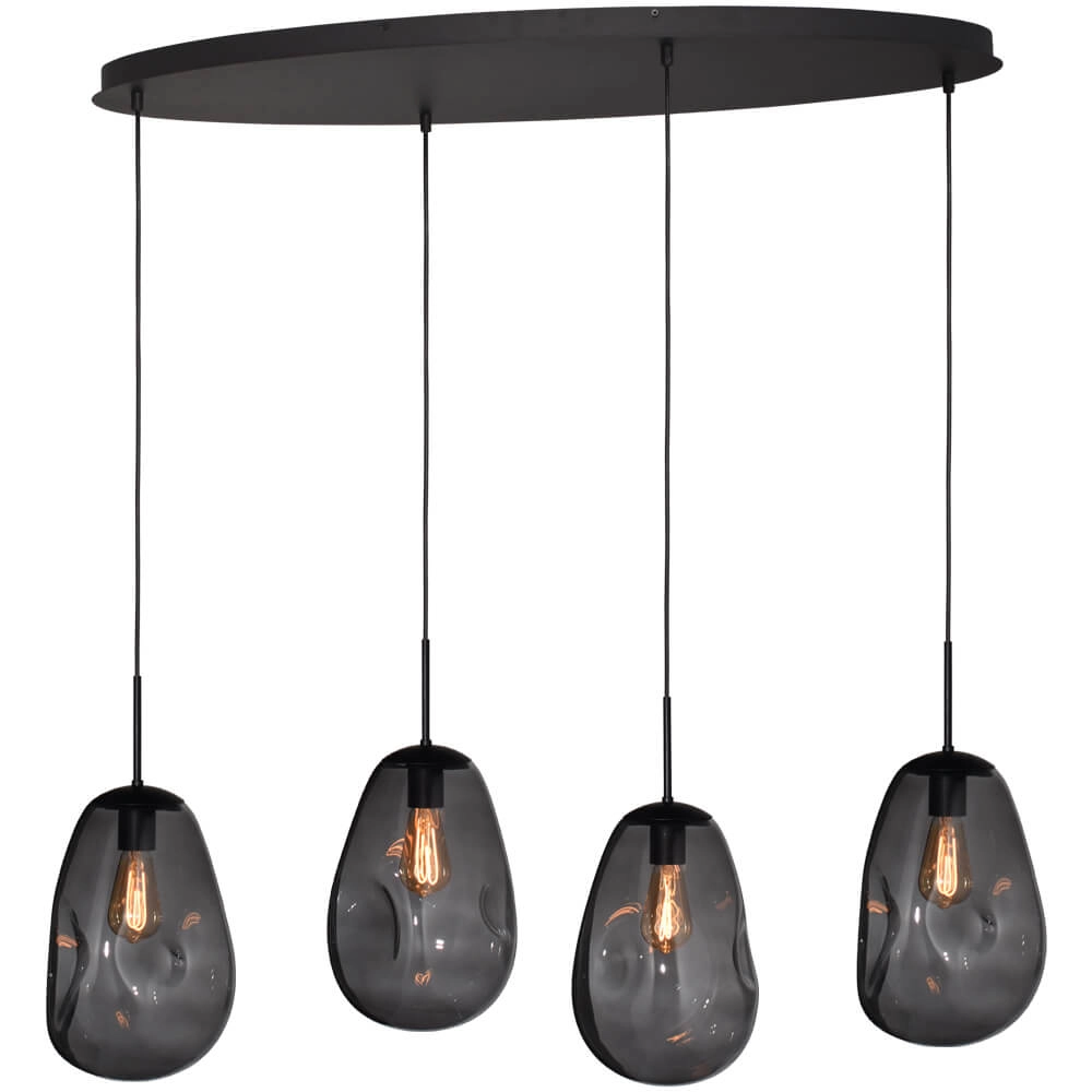 Hanglamp Lava Oval 4x smoke glas Ø 22,5cm