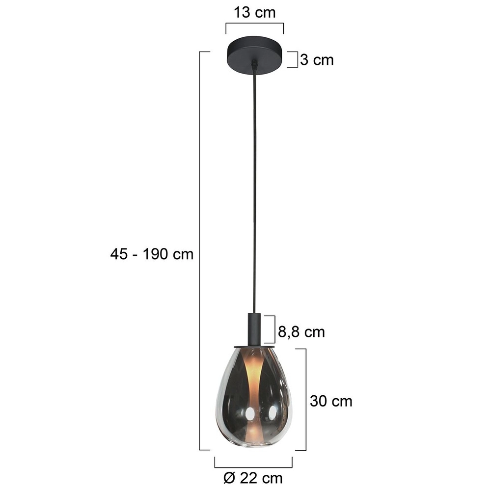 Hanglamp Glimsy 1-lichts zwart Ø 22cm Steinhauer 8712746177978