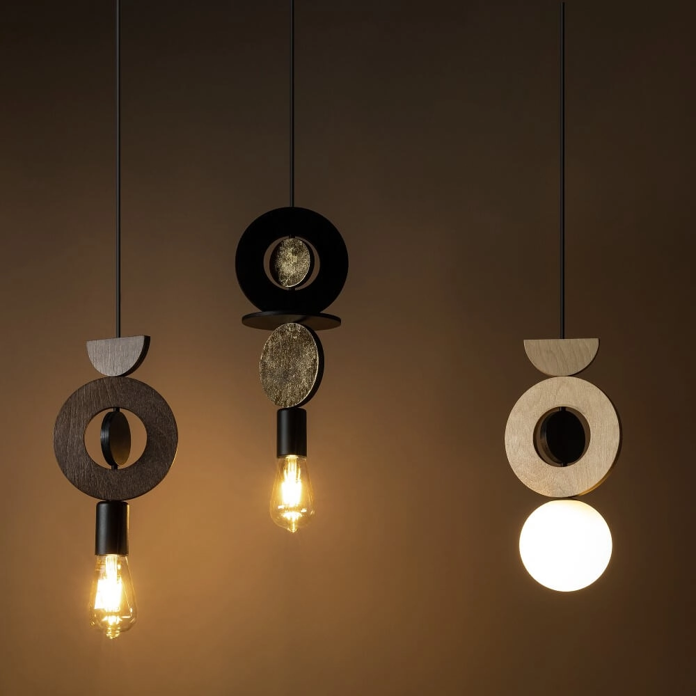 Design hanglamp Drops Wood D 1-lichts hout Lyora 5903139111768