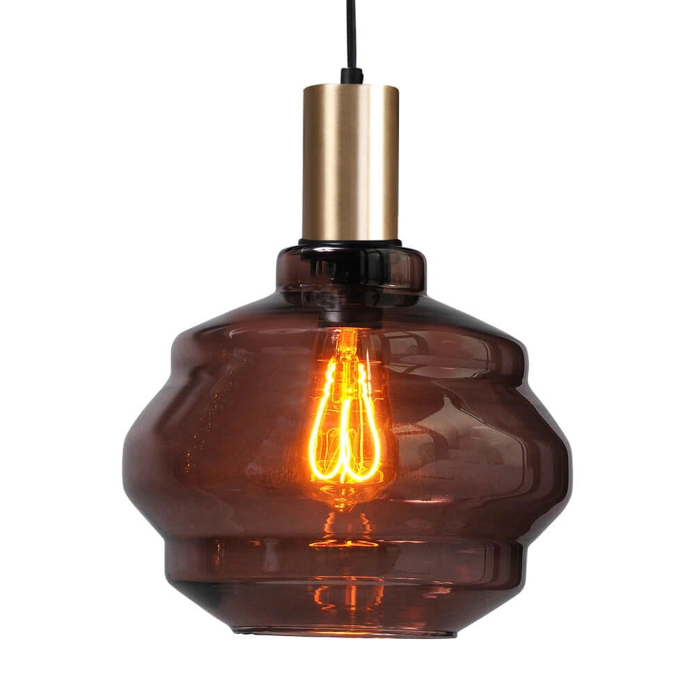 Hanglamp goud Porto met Ball red glas - Ø 24cm
