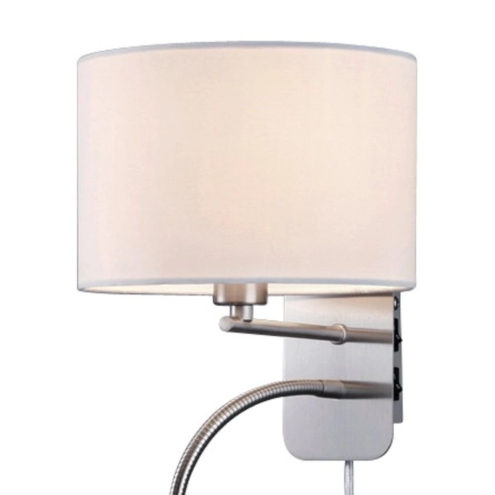 muur licht Series 2711 met leeslamp en witte kap Trio 4017807247251