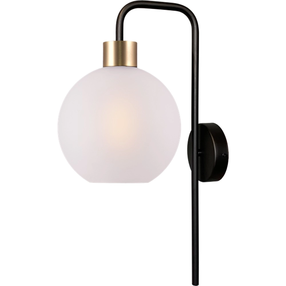Wandlamp Lazise zwart met goud wit glas