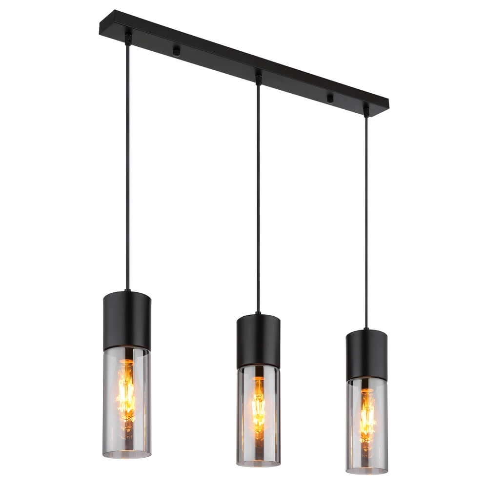 Strakke hanglamp Annika 3-lichts zwart