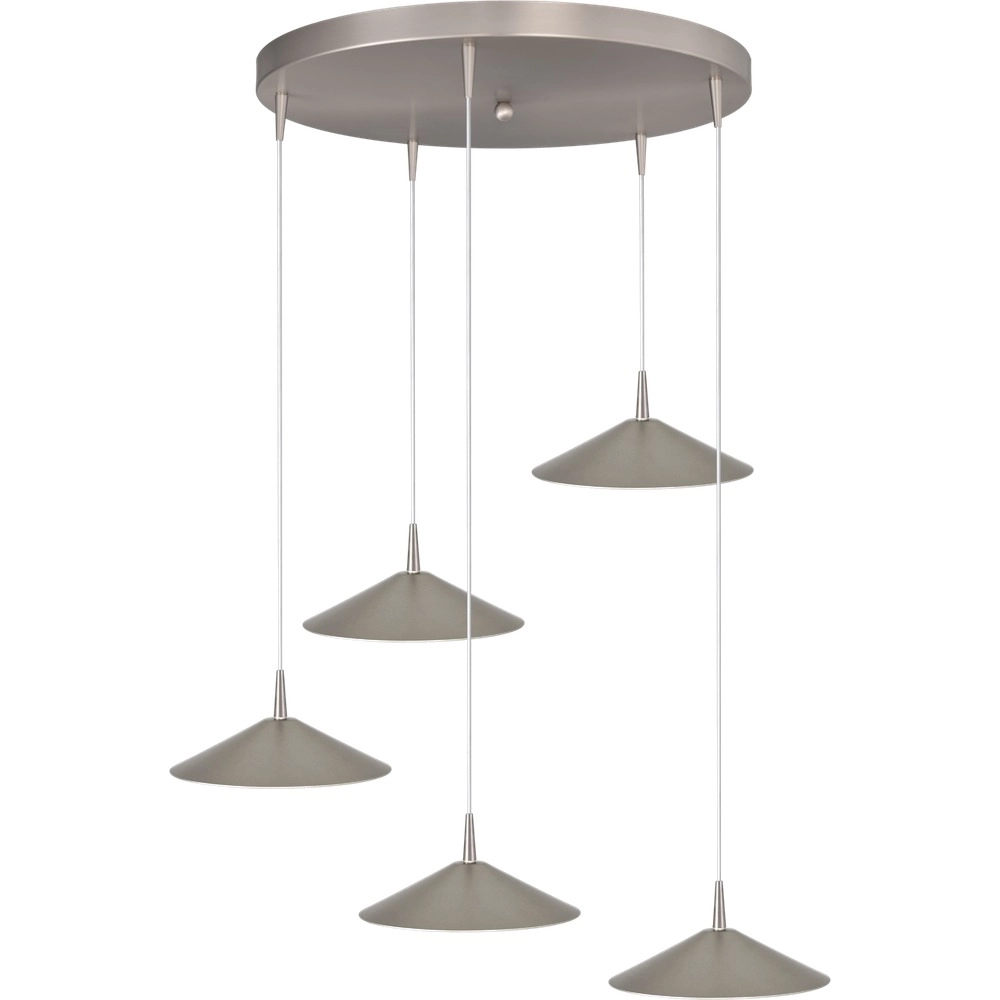 5-lichts hanglamp Ceppo nikkel Ø 22cm rond