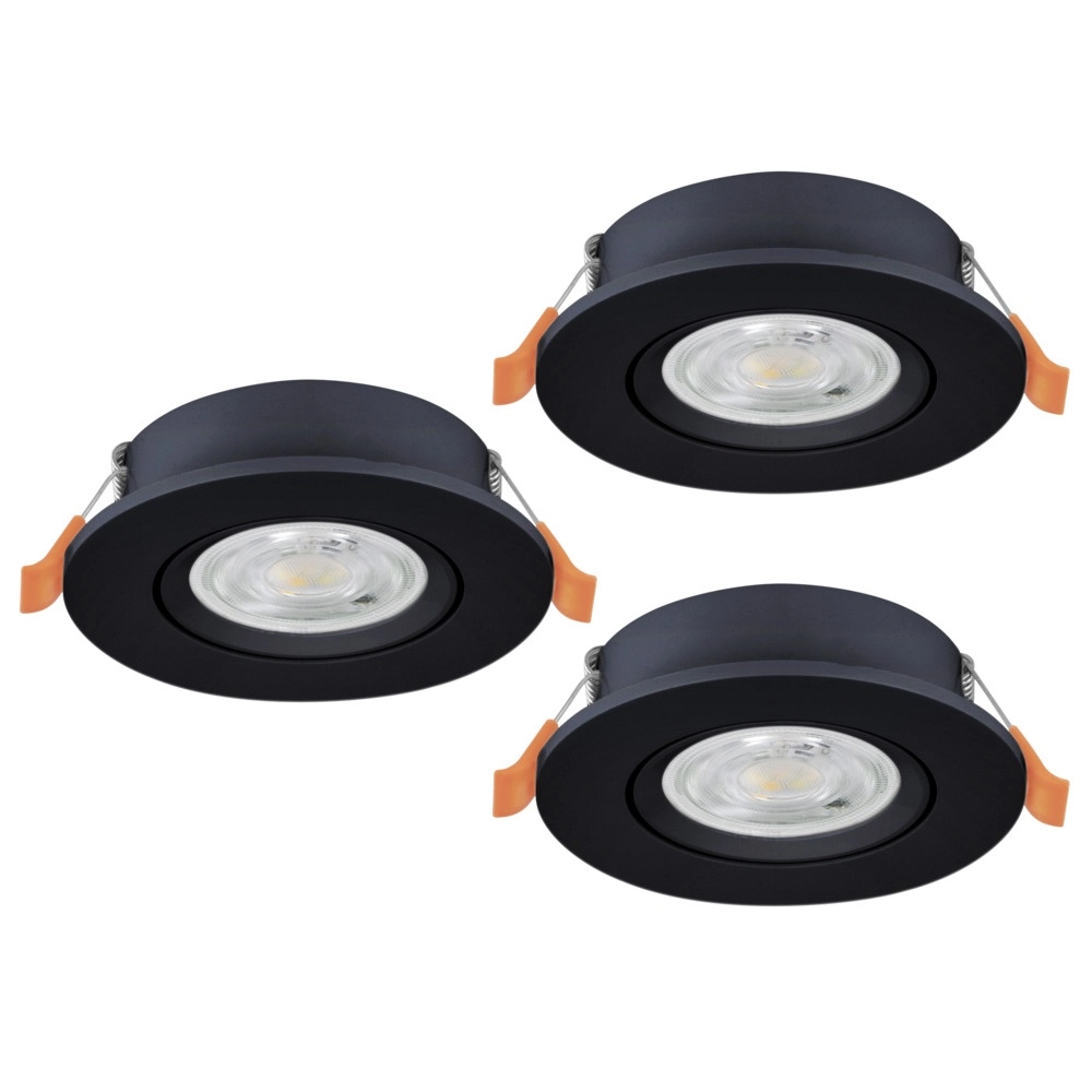 Set van 3 inbouwspots Barranco zwart Ø 9cm - 3-staps CCT