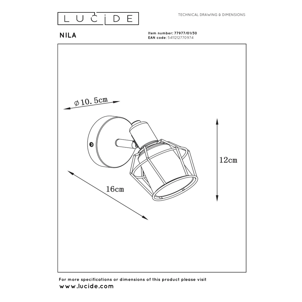 Plafondlamp Nila zwart Lucide 5411212770974