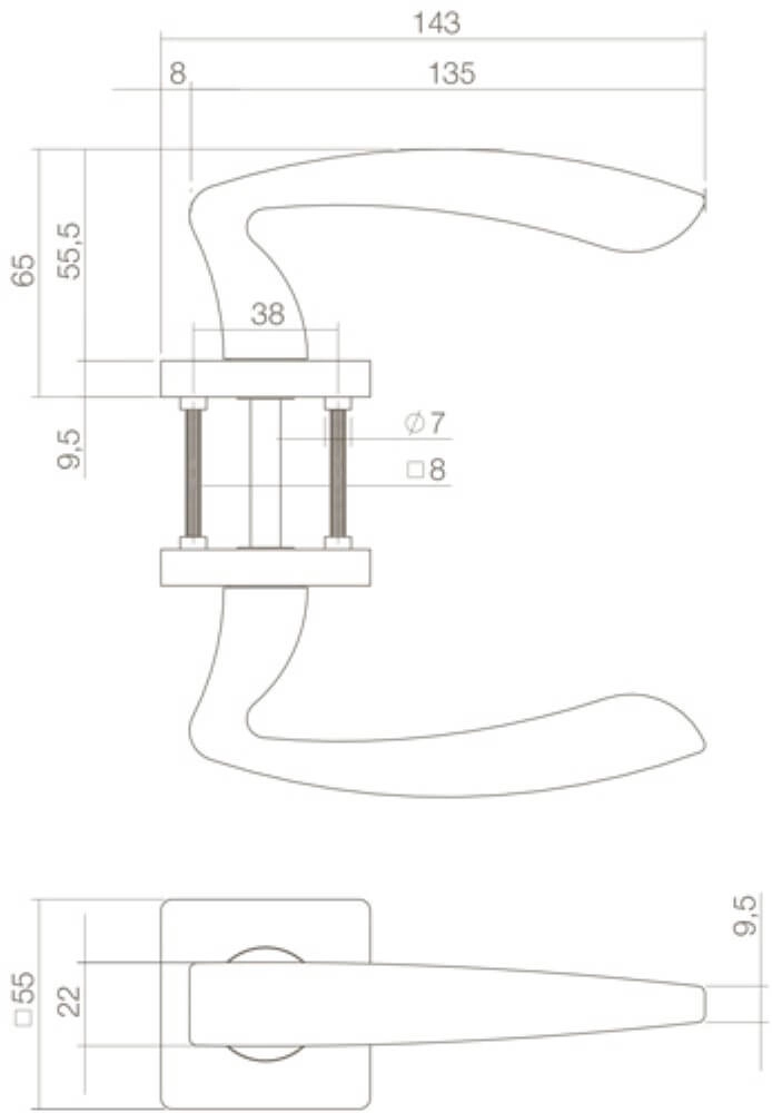 Deurklink Zeus vierkant rozet zwart Intersteel 8714186408698