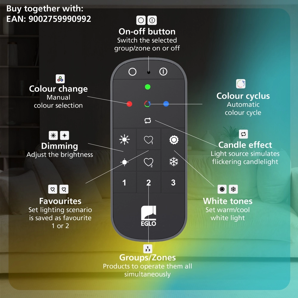 Vloerlamp Alfero-Z smoke glas - app bediening Eglo 9008606312870
