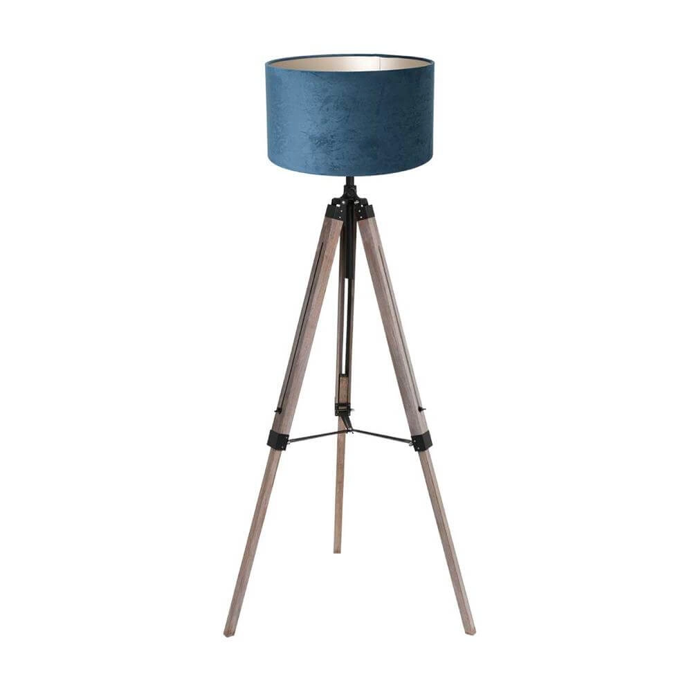 Tripod vloerlamp Triek met blauwe kap