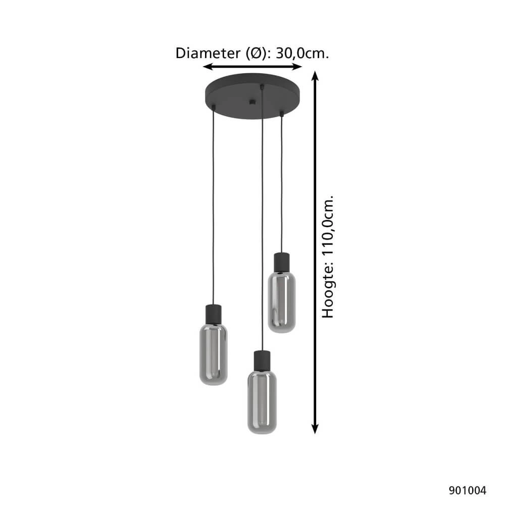 3-lichts hanglamp Majone rond zwart Eglo 9008606295289